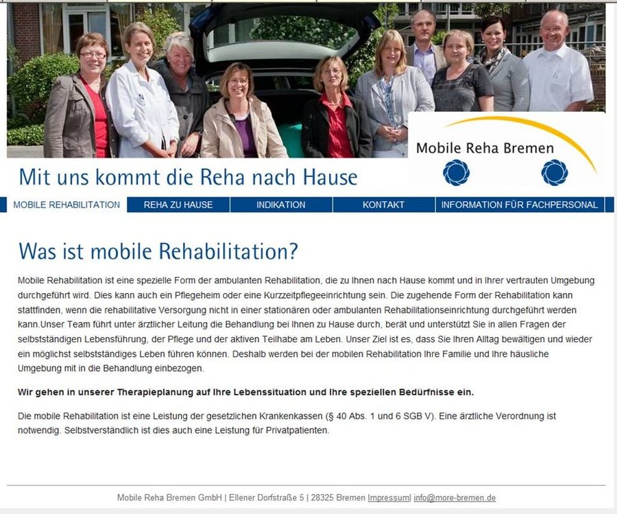 Foto der Webseite der mobilen Reha