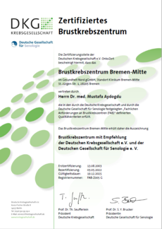 Zertifikat als Brustzentrum