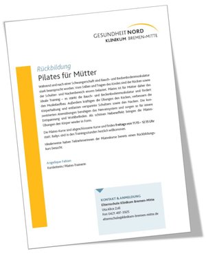 Flyer über Pilates für Mütter