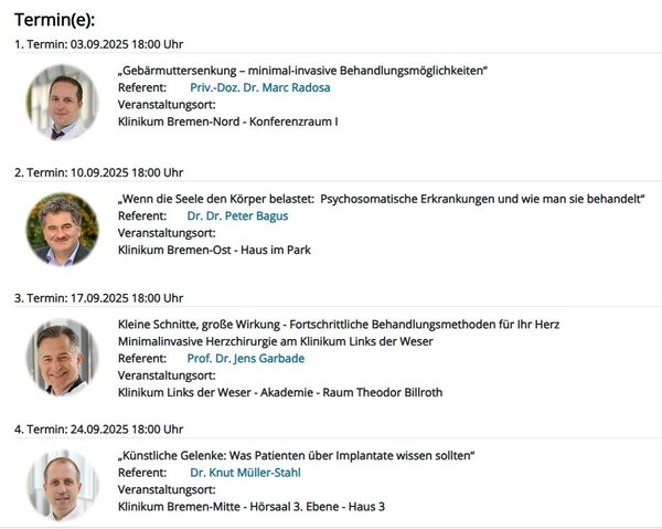 Screenshot der verlinkten Veranstaltungsübersicht