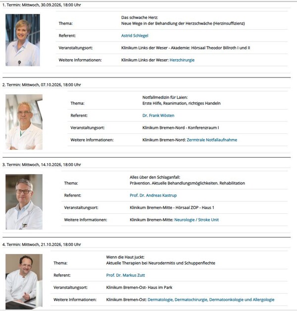 Screenshot der verlinkten Veranstaltungsübersicht