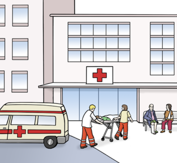 Gezeichneter Krankenhauseingang