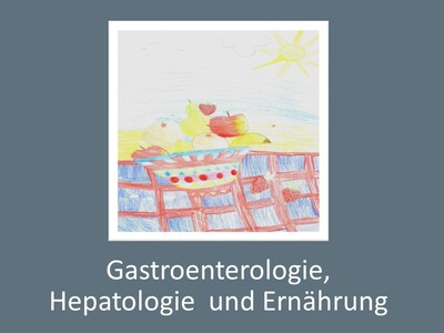 Kinderbild mit dem Schriftzug Gastroenterologie, Hepathologie und Ernährung