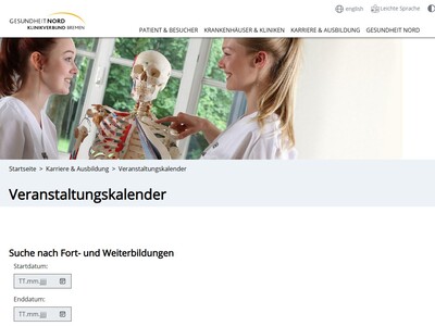Vorschau Webseite Weiterbildungskalender