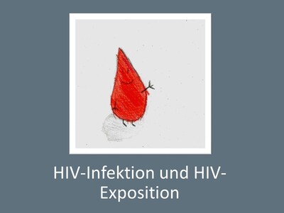 Kinderbild mit dem Schriftzug HIV-Infektion und HIV-Exposition
