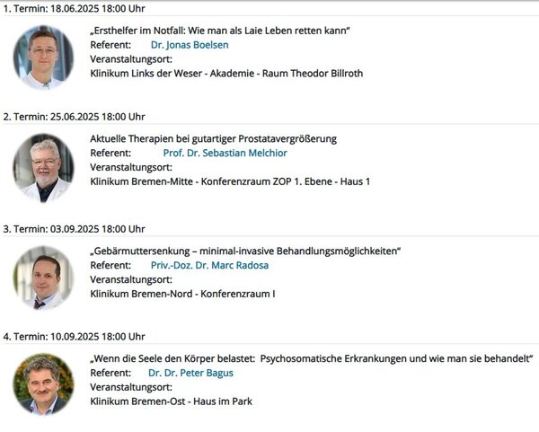 Screenshot der verlinkten Veranstaltungsübersicht