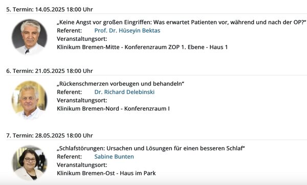 Screenshot der verlinkten Veranstaltungsübersicht
