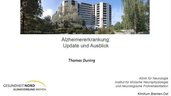 Titelfolie Alzheimererkrankung: Update und Ausblick