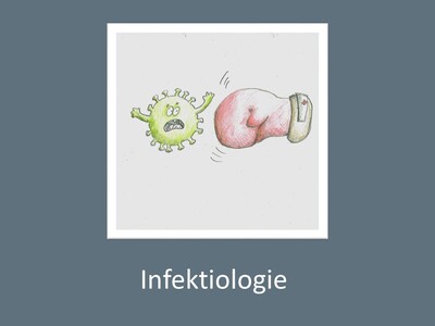 Kinderbild mit dem Schriftzug Infektiologie 