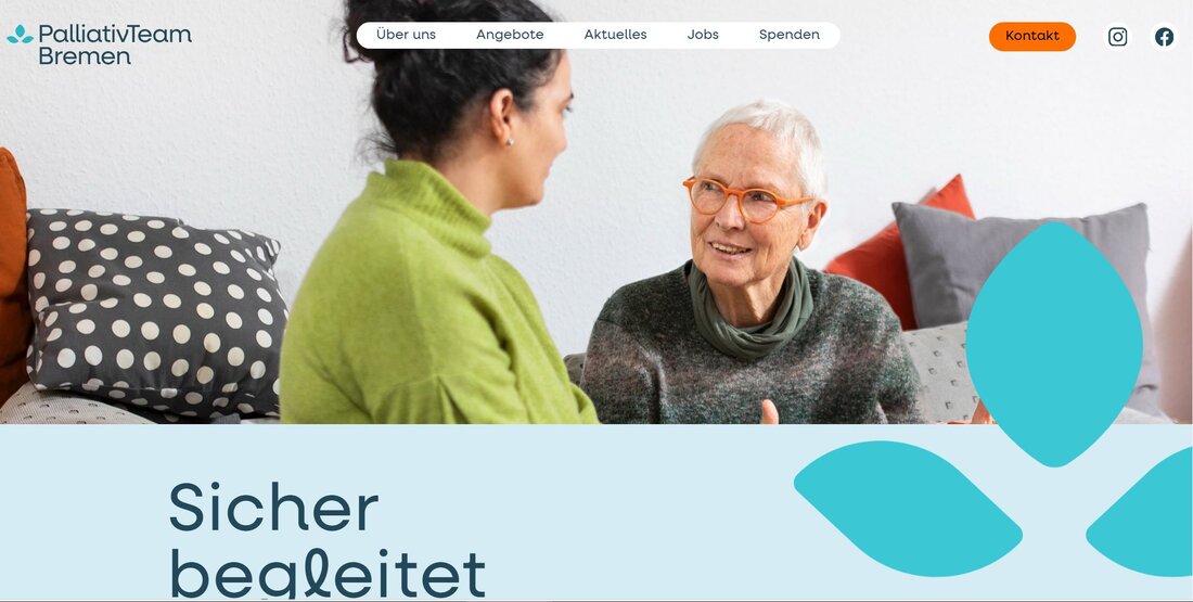 Foto der Webseite Palliativ Bremen mit zwei Frauen im Dialog