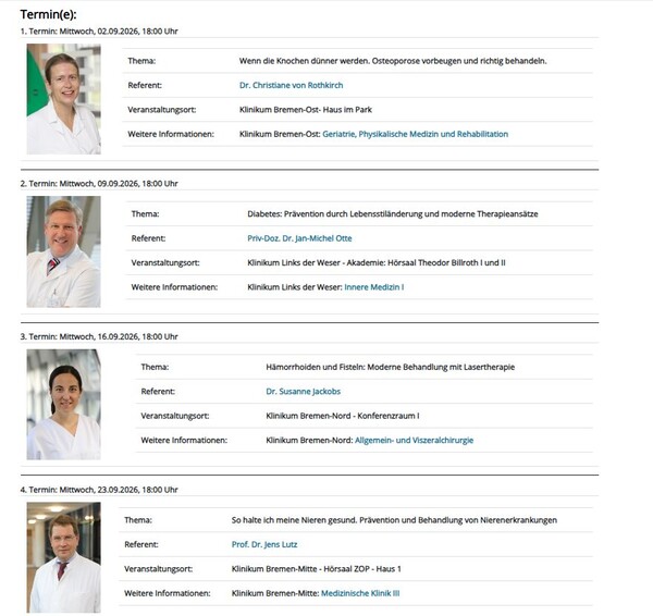 Screenshot der verlinkten Veranstaltungsübersicht