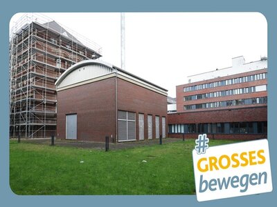 Blick auf die Endoskopie im KBM - hier können/sollen drei Etagen aufgestockt werden.
